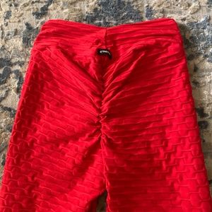 Cinched red leggings